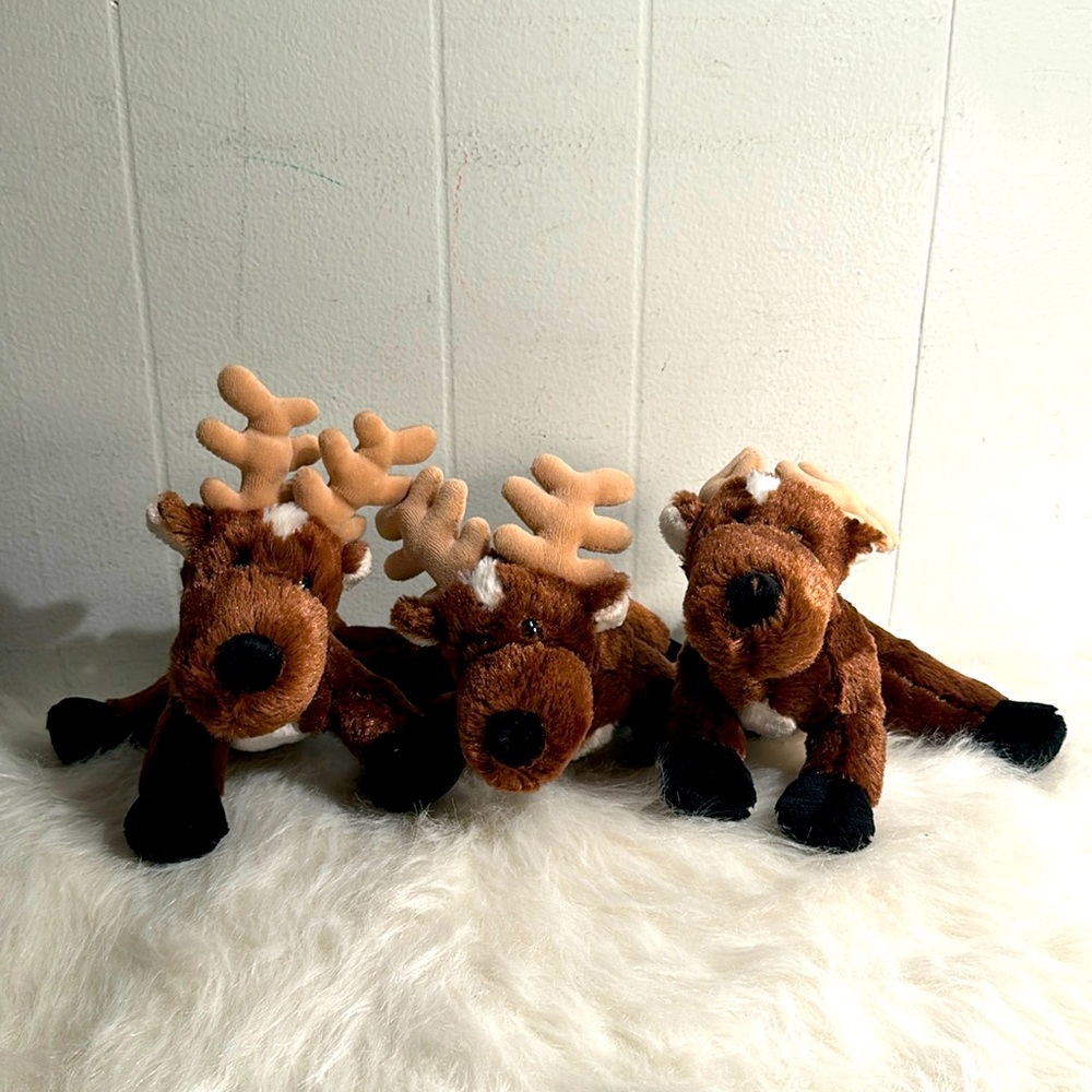 GANZ Webkinz REINDEER Stuffed Animal Plush HM137 LOT OF 3 NO TAGS